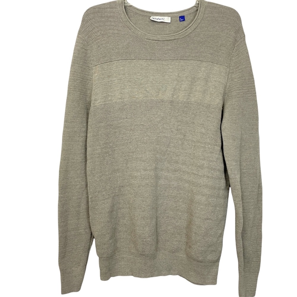 Artefact Men's Crew Neck Knit Pullover Sweater Cotton Heathered Beige